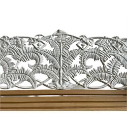Coalbrookdale design - cast iron 'fern' pattern garden bench, oak slatted seat, in white paint finish 
