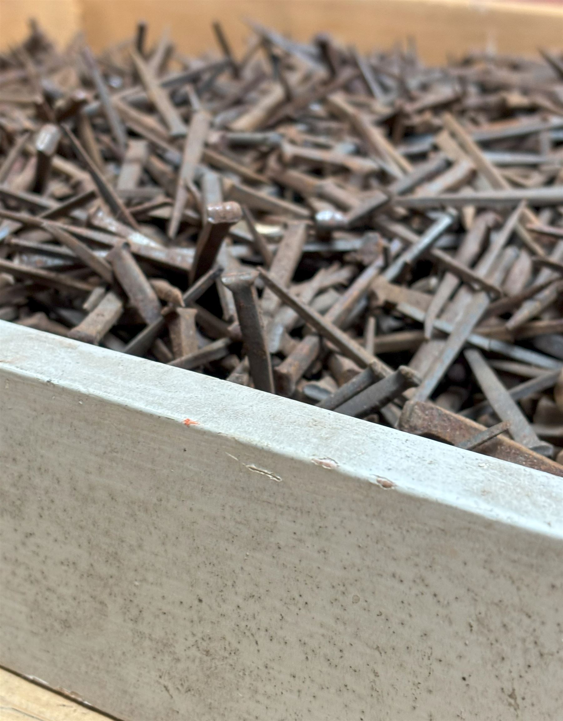 Large quantity of unused hand forged cut nails, 19th century.  - COLLECTION BY APPOINTMENT FROM: The White House, Thirsk Road, Easingwold, York, YO61 3NF - CALL 01723 507111 TO ARRANGE