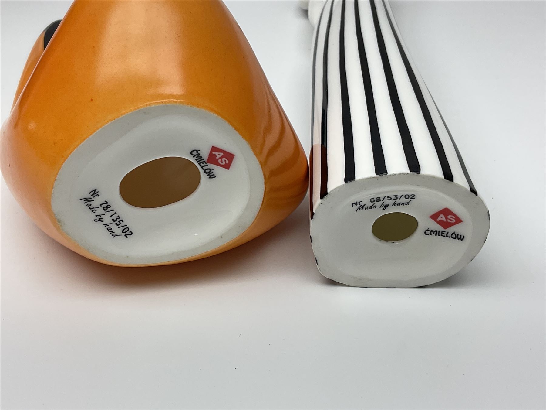 Dennis China Works vase with fluted rim together with three Cmielow figures and Beswick Silhouette vase of Girl with the Pearl earring, Beswick vase H22cm 