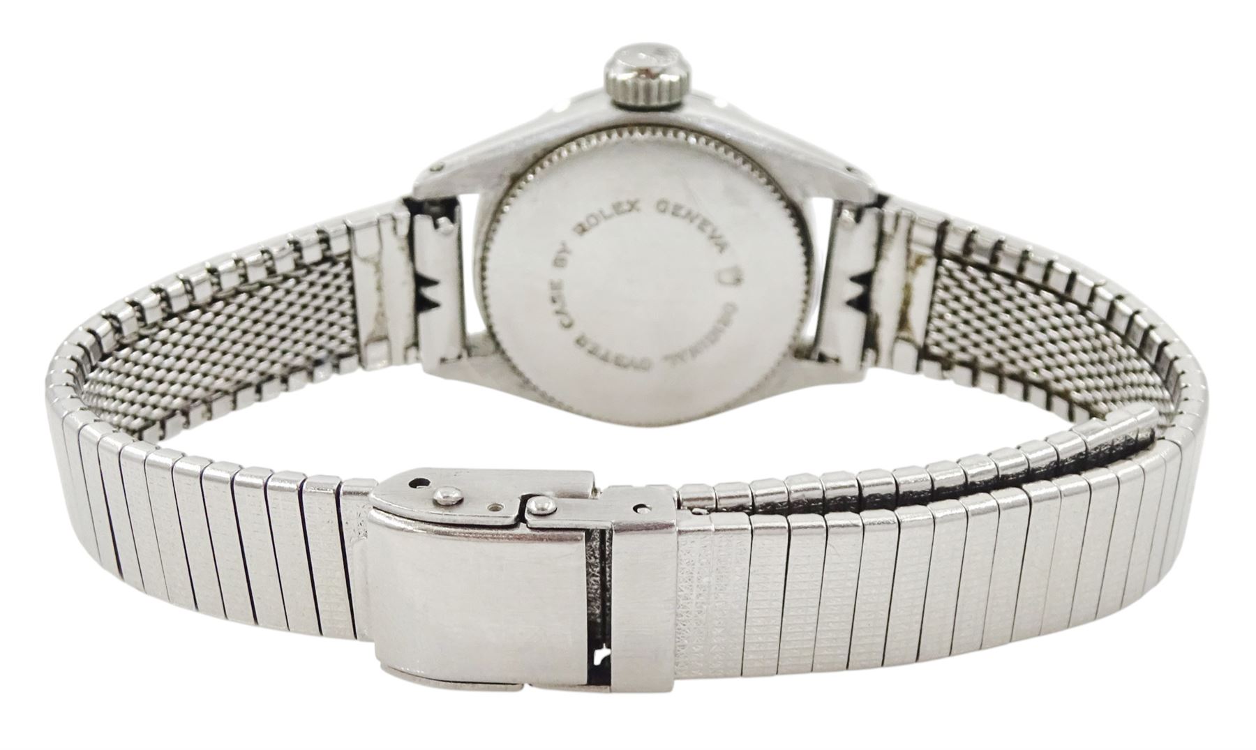 Tudor Oyster Royal ladies stainless steel manual wind wristwatch, Ref. 7535/0, serial No. 608684, silvered dial with baton and Arabic hour markers, on stainless steel strap