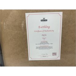 Set of three Royal Mail David Bowie limited edition album stamp prints, comprising  Ziggy Stardust Tour, Hunky Dory and Earthling, all framed and in original packaging, H43cm W43cm