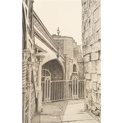 Stuart Walton (Northern British 1933-): York Minster from Precentor's Court, The Shambles - York, View of Lendal Bridge from Dame Judy Dench Walk and Steps Leading from Wellington Row beneath Lendal Bridge to the River Ouse, set of four prints signed with initials and dated '78 in pencil 27.5cm x 17.5cm (4)