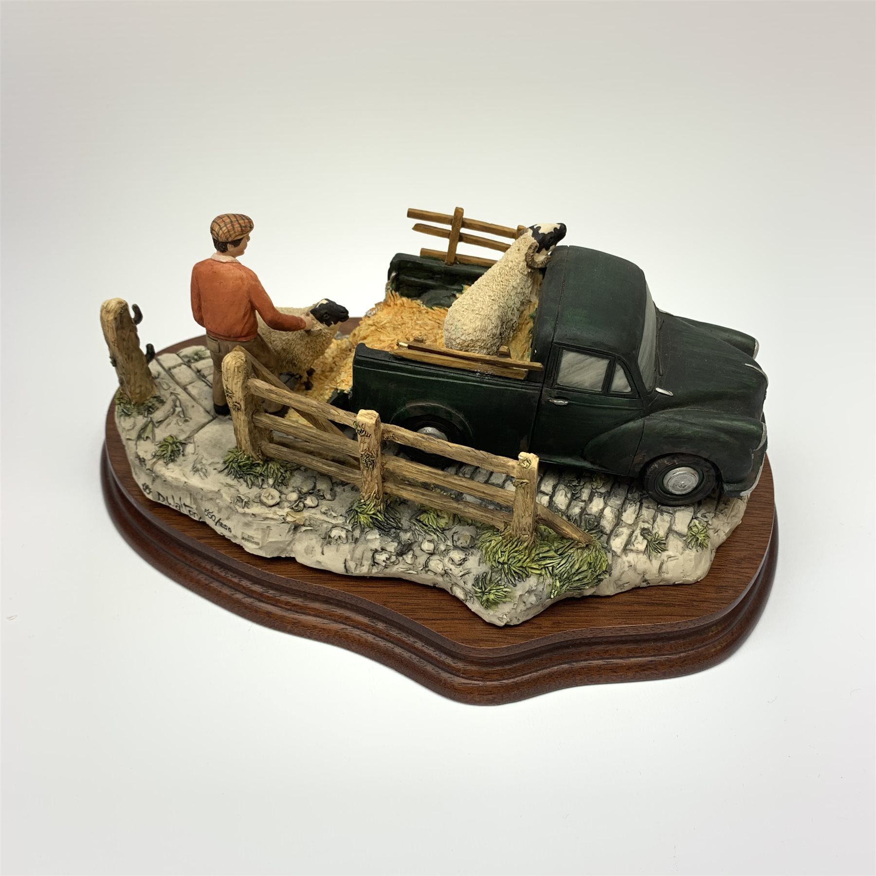 A limited edition Border Fine Arts figure group, To the Tup Sale, model no JH72 by David Walton, 550/1850, on wooden base, figure L22cm, with box, (a/f). 