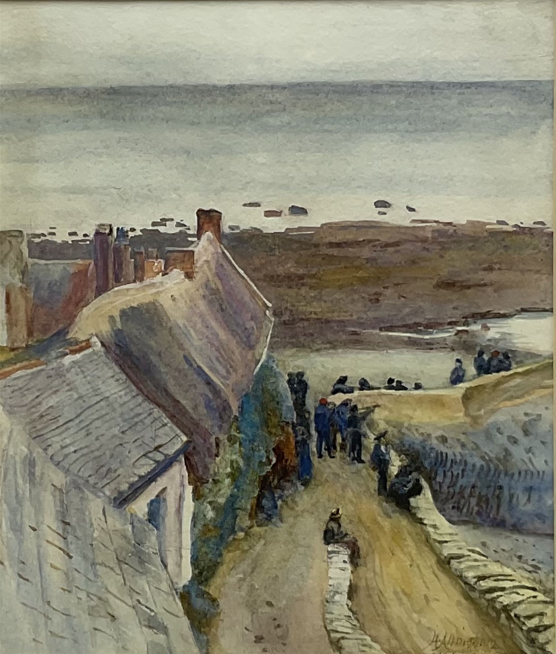 Helen Allingham (British 1848-1926): 'Awaiting the Return' Lynmouth Devon, watercolour signed 20cm x 17cm
Provenance: with Abbott and Holder, Museum Street, London; collection of Mrs Arthur Paterson, label verso