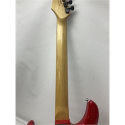 American Peavey Nitro 1 hand-made electric guitar in red with Kahler tremolo, serial no.02786479, L98cm overall; in soft carrying case.