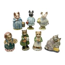 Seven Beswick Beatrix Potter figures, comprising Tabitha Twitchit and Miss Moppet, Little pig Robinson, Ginger, Simpkin, Cousin Ribby, Pig-wig and Aunt Pettitoes,  all with printed mark beneath  