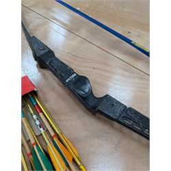 Barnett Vulcan bow, together with a box of archery arrows and a Jaques bow