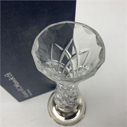 Modern silver mounted cut crystal vase, hallmarked, H15.8cm, boxed