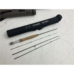 Five fly fishing rods, to include Greys Greyflex M2, Greys Missionary 9'3 etc, together with fly reel, flies, Wychwood fishing bag and various fishing other tackle items 