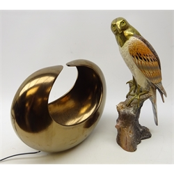  Painted resin and brass model of a Falcon, H42.5cm and modern table lamp   