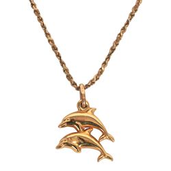 9ct gold dolphin pendant necklace