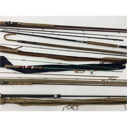 Fishing tackle including flies in cases, cane and other rods, reel, carry box containing line flies etc and other fishing items