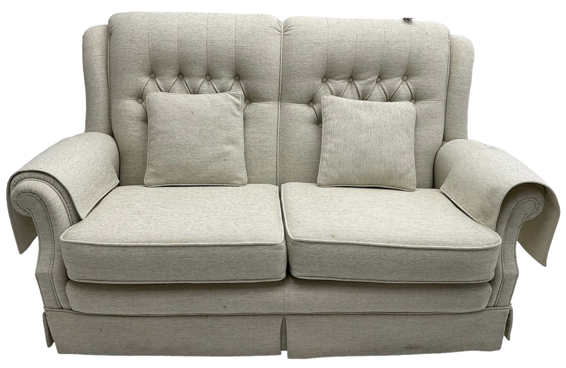 Vale Bridgecraft Furniture - 'Amalfi' two-seat sofa upholstered in beige fabric