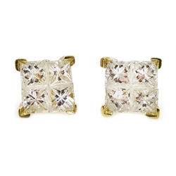  Pair of 18ct gold diamond stud ear-rings, hallmarked, diamonds 0.7 carat  