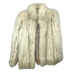 Silver fox fur ladies short jacket, silk lined, makers label for Femina Furs