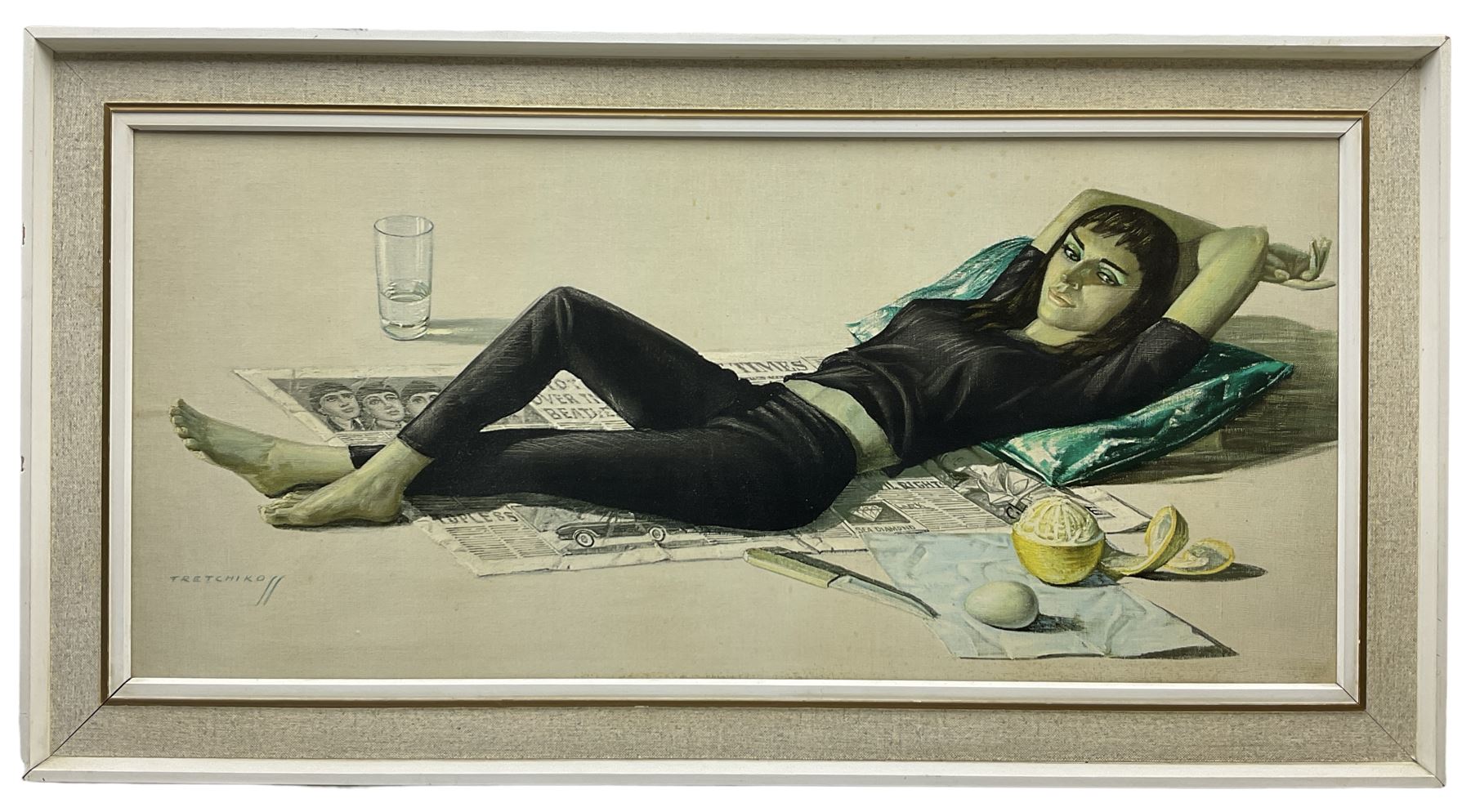 After Vladimir Tretchikoff (Russian/South African, 1913-2006): 'Beatnik Girl', colour print 42cm x 93cm