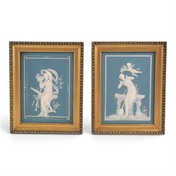 Pair of 20th century Villeroy & Boch, Mettlach, jasperware plaque, decorated with neoclass...