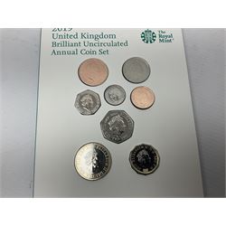The Royal Mint United Kingdom 2019 brilliant uncirculated annual coin set, in card folder