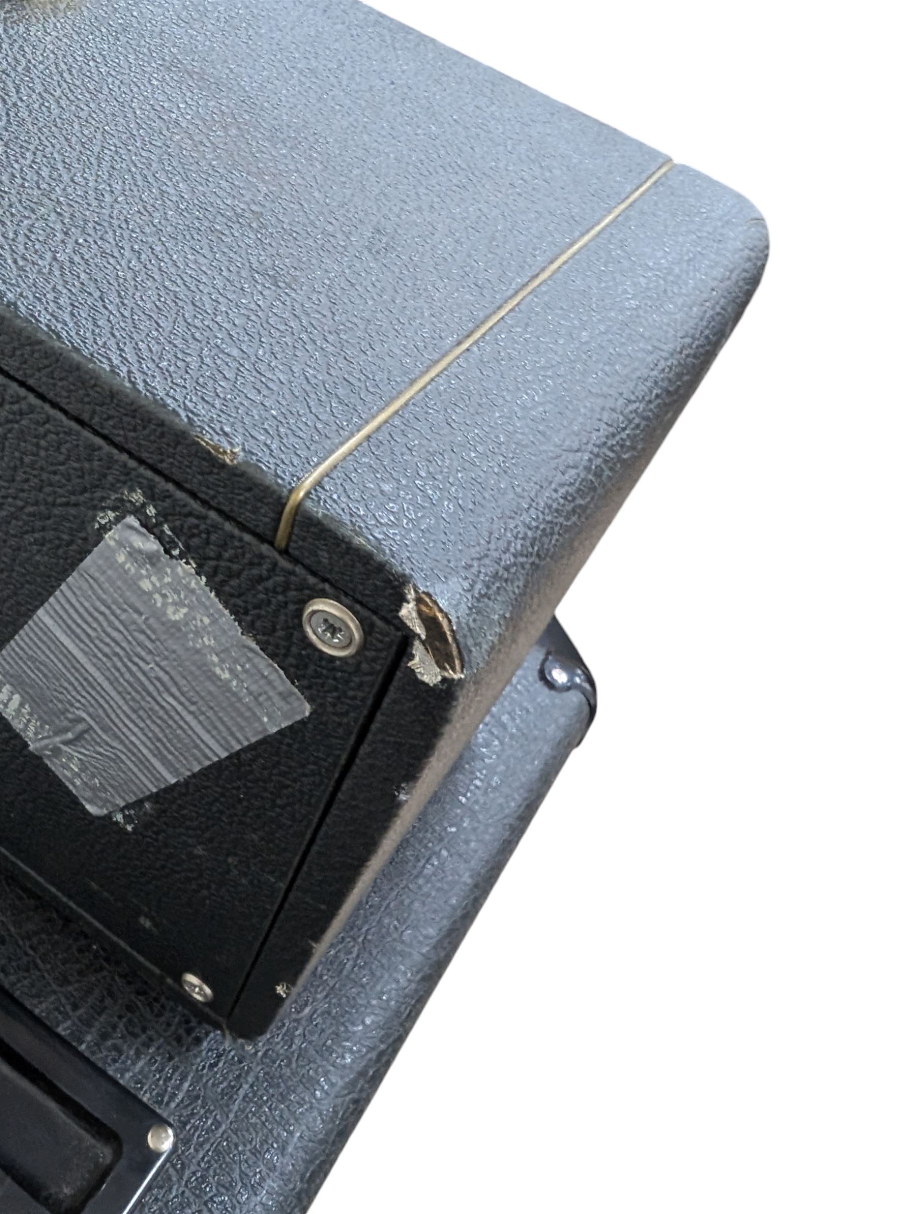 Marshall 1987X 50 watt plexi guitar amplifier head with master volume modification (screwdriver control on back), together with a Marshall 1960 4 x 12 speaker cabinet on casters, head H25cm, W65cm, cab H83cm, W76cm