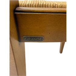 Grange Furniture cherry wood dining table, and eight chairs with rush seats