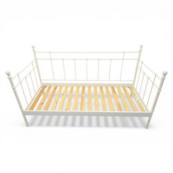 Ikea - 'Linga' white day bed and single Rest Assured mattress, with metal headboard and footboard and back rail 