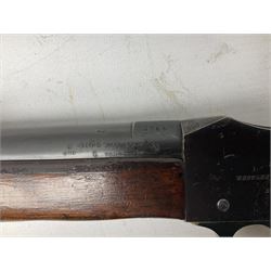 Westley Richards .310 Cadet Martini action rifle, the 63.5cm smooth bored barrel with one barrel band, walnut stock stamped 93/352 with hinged compartment to butt, serial no.3365, L103cm