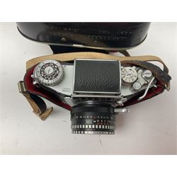 No2 folding autographic brownie, Exakta Varex IIb camera, brass three draw telescope, H.H. Son Ltd binoculars, Carl Zeiss Jena Jenoptem 7x50W binoculars etc