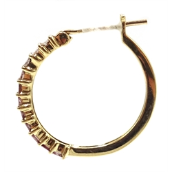  9ct gold baguette diamond hoop earrings, hallmarked  