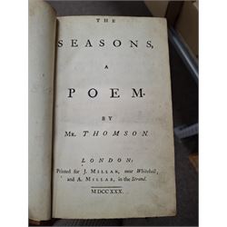 James Thomson; The Seasons a Poem, 1730, printed for J Millan, near Whitehall and A. Millar in the Strand M DCC XXX