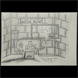 Charles Bronson (Charles Arthur Salvador) (British 1952-): A comprehensive collection of five hundred mixed media works executed between 2000 and 2025. Produced during the artist’s long-term incarceration, the works are primarily in ink, coloured pencil and mixed media on paper. The collection includes multiple formats: A5 (15 works), A4 (308 works), A3 (164 works) and A2 (13 works). Some are signed and dated; a number are executed on the reverse of official prison documents and other repurposed materials, reflecting the limited availability of art materials within the prison environment. This collection represents the largest body of the artist’s work to be offered as a single lot and has not previously been available on the market. (500) (unframed)

Notes: Dated examples span the period from 2000 to 2025, with the greatest concentration produced between 2012 and 2019 and including a group of recent large-scale works from the final years of the period; approximately twenty percent are undated.