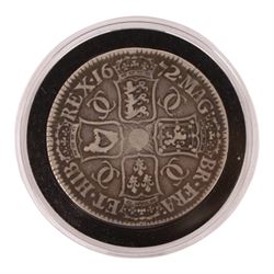 Charles II 1672 silver one crown coin, in Hattons of London case