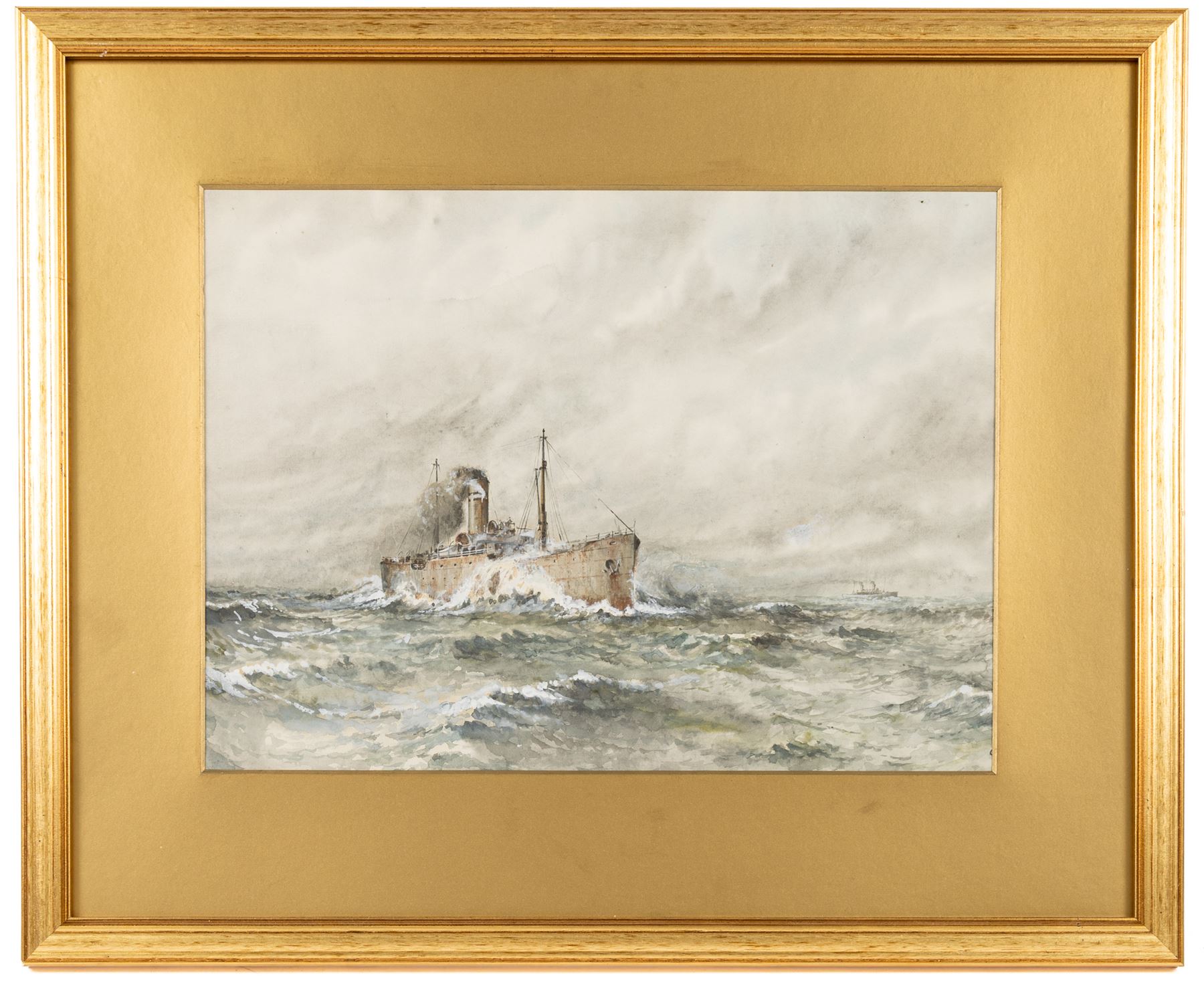 English School (Early 20th Century): WWI Battleship at Sea, watercolour unsigned 25cm x 34cm