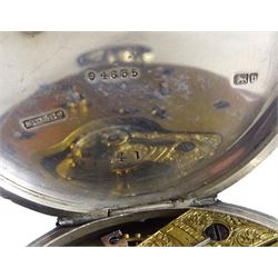 Victorian silver key wound chronograph pocket watch No. 94635, white enamel dial with Roman numerals, outer seconds track numbered 25-300, case by Stewart Dawson & Co, Birmingham 1882