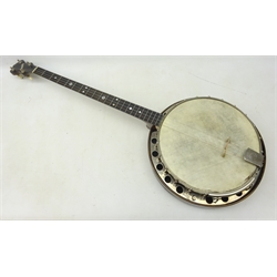  Early 20th century Will Van Allen 22 fret banjo in hard case   