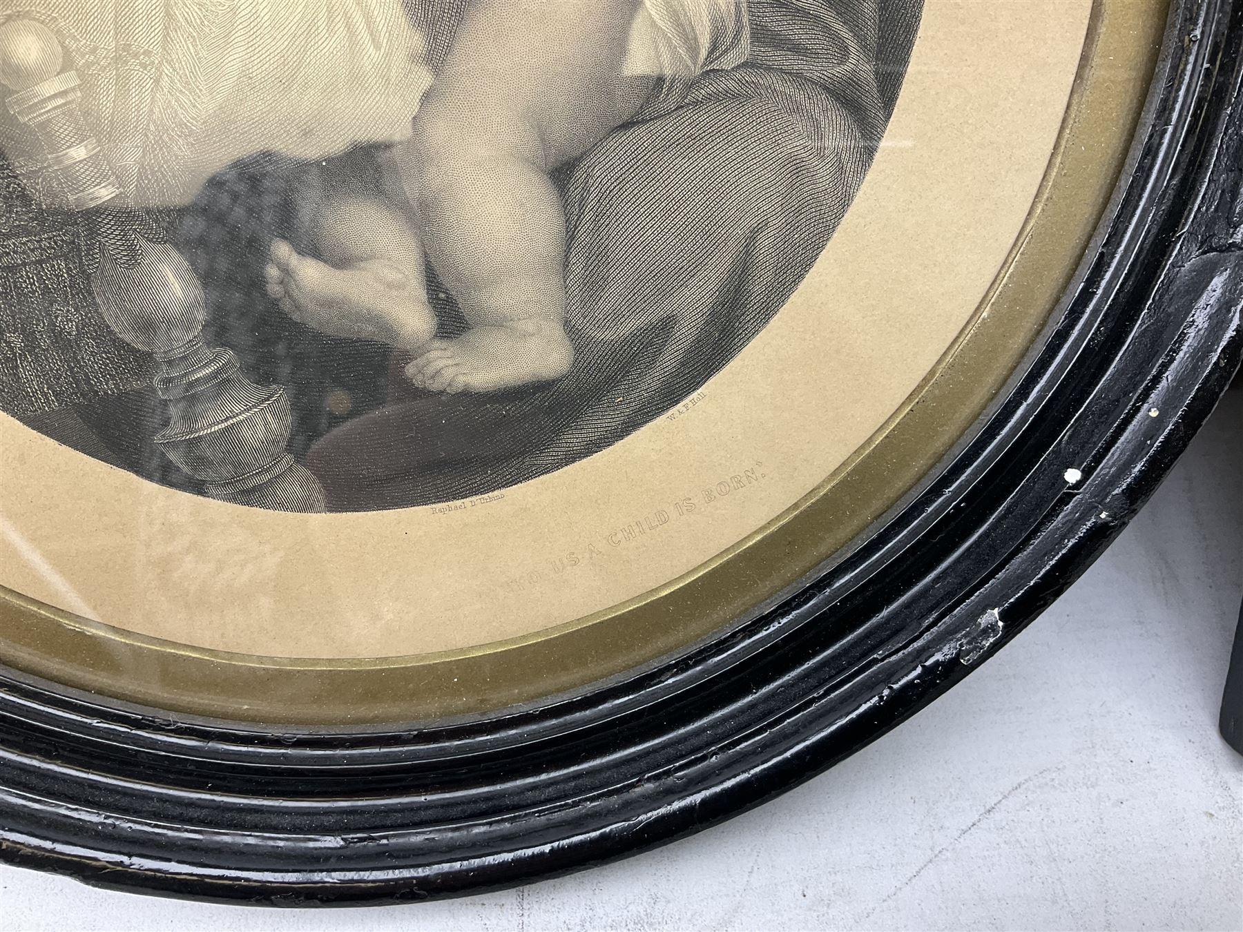 Victorian silhouette; after Josepha Reynolds 'A Bacchante', 19th century print; after John Hoppner pair 19th century colour prints, Frank Paton 'Not at Home', etching signed in pencil, together with etching, engraving and frame (9)