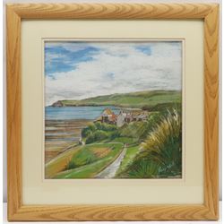 Penny Wicks (British 1949-): Robin Hood's Bay, pastel signed 29cm x 29cm