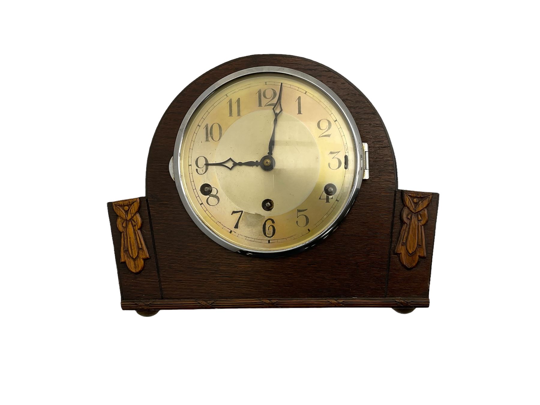 1960's Westminster chiming mantel clock and brass cased ships clock on