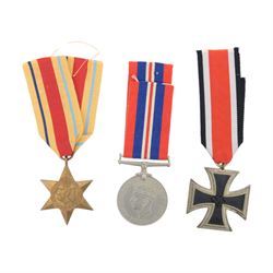 WWII  duo of medals, comprising Defence medal and The African Star, together with Iron Cro...