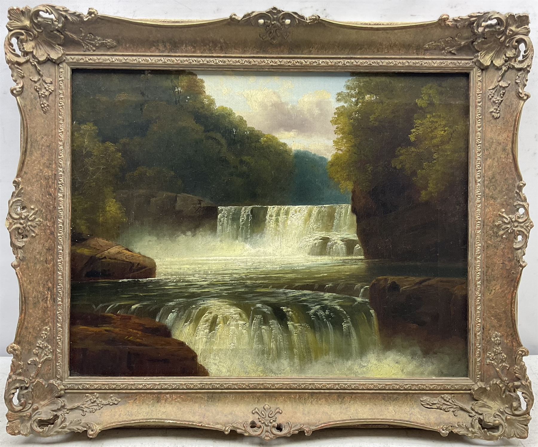 John Brandon Smith (British 1848-1884): River Falls, oil on canvas unsigned 34cm x 44cm