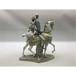 Lladro figure, Valencians group, modelled as a courting couple on horseback, sculpted by Fulgencio Garcia, with original box, no 4648, year issued 1969, year retired 1989, H44cm