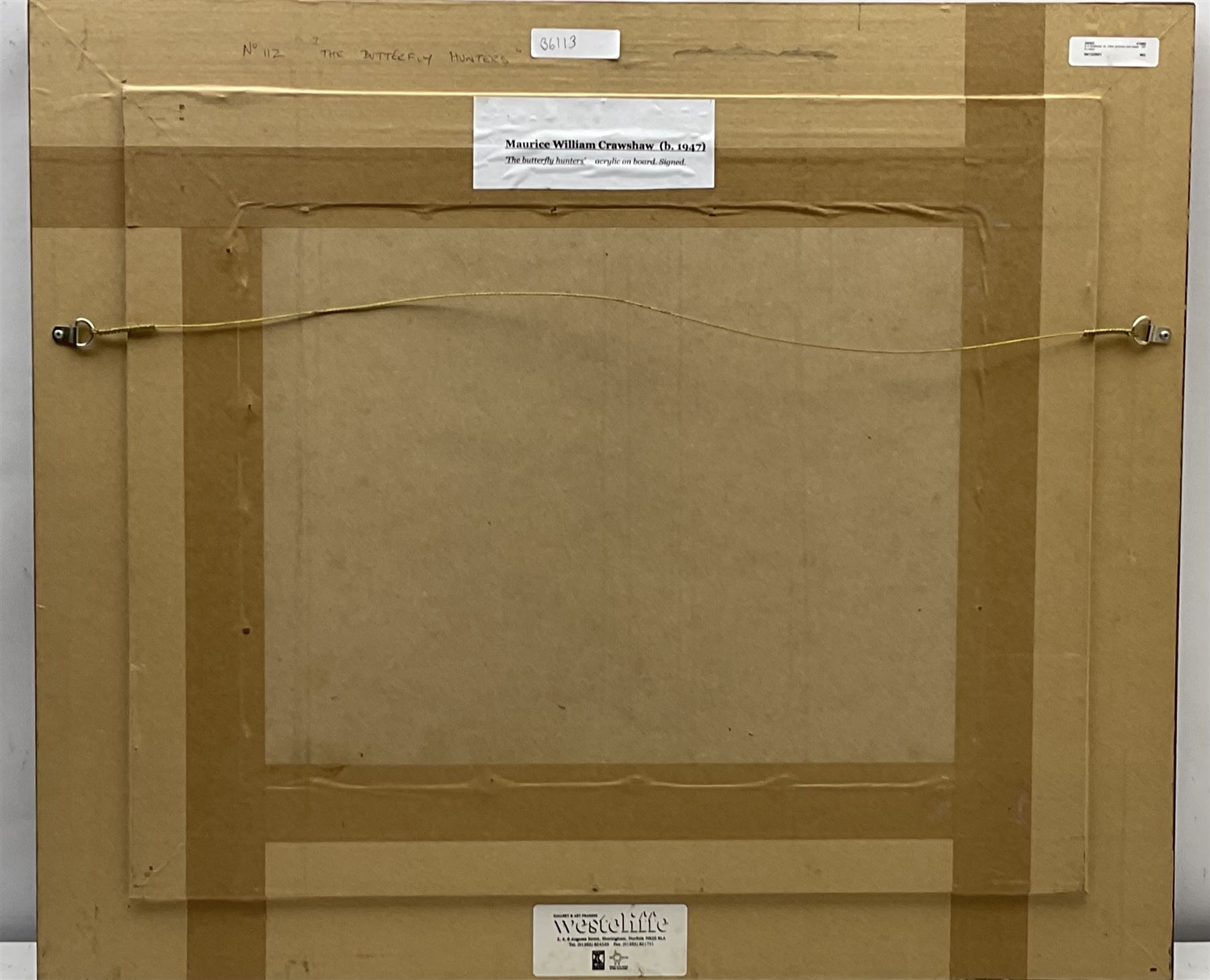 Maurice William Crawshaw (British 1947-): 'The Butterfly Hunters', acrylic on board signed, titled verso 34cm x 44cm