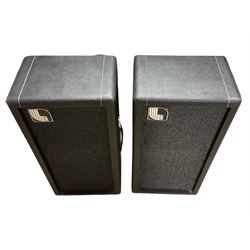 1970s pair of Laney professional speakers with leads and covers, probably Klipp PA 2 x 12 model,  L37cm H79cm (2)