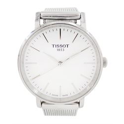 Tissot Everytime ladies stainless steel quartz wristwatch, Ref. 143210, silvered dial with...