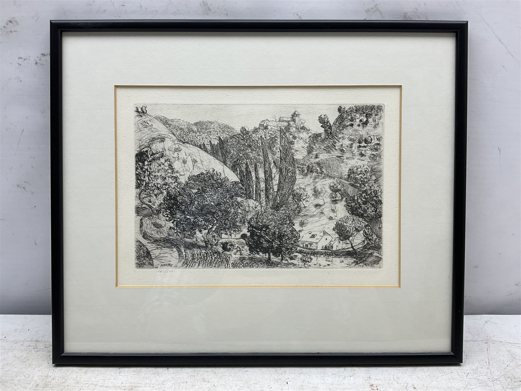 Anthony Gross CBE RA (British 1905-1984): 'Chasteaux Corrèze', etching signed in the plate, numbered 147/500 in pencil 15cm x 23cm