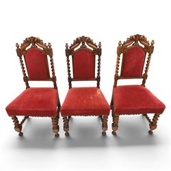 Set of six Victorian high-back dining chairs with spiral turned uprights and supports