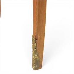 Louis XV style pair of kingwood bedside chests, each of serpentine outline with three parquetry drawers, gilt metal mounts and handles, raised on slender cabriole legs