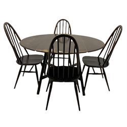 Ercol - drop leaf dining table and four hoop and stick back chairs 