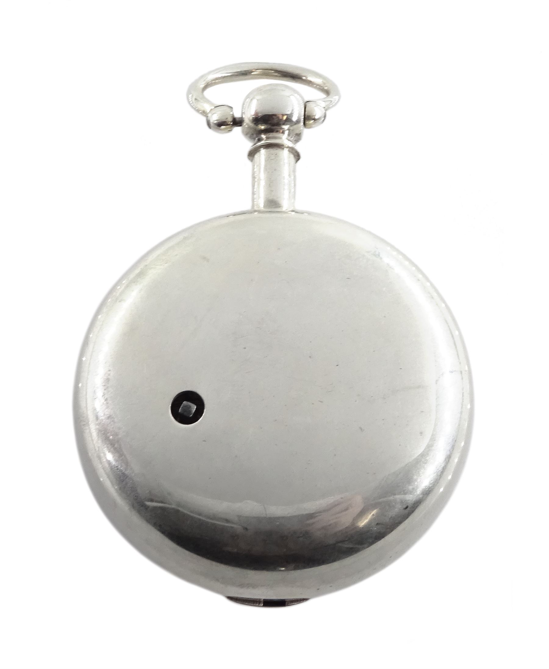 Victorian silver pair cased verge fusee pocket watch by Thomas Martin, London, No. 8139, pierced and engraved balance cock decorated with a mask, white enamel dial with Roman numerals, case by William Carter, London 1856