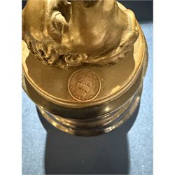 After Giambologna (Italian 1529-1608) Bronze figure of Mercury holding the caduceus on a stepped circular base with signature and foundry mark H43cm