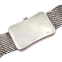 Tissot silver manual wind rectangular bracelet wristwatch, cal. 2403, Birmingham import marks 1975